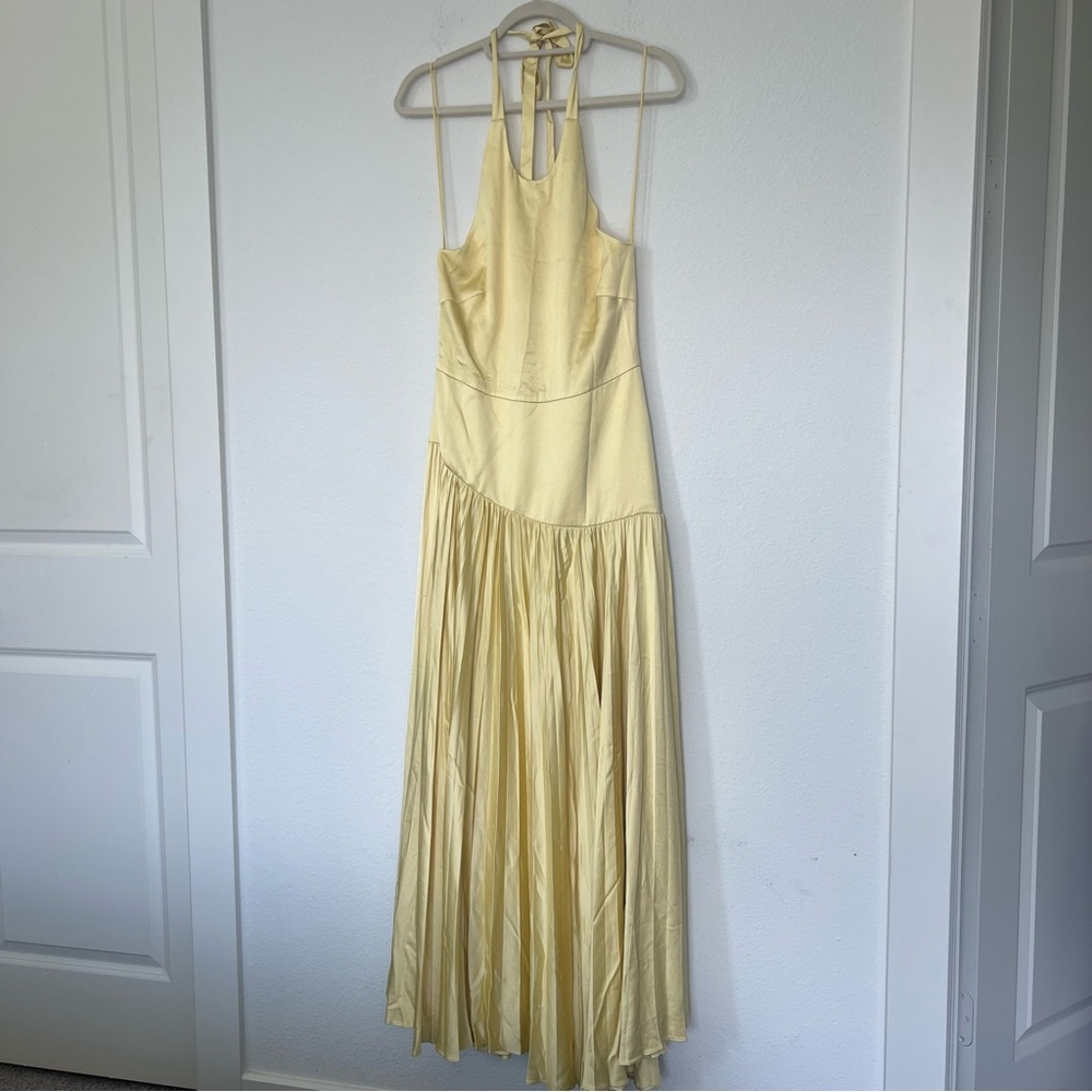 Alexis Saab Pleated Drop Waist Maxi Dress in Yellow M - Picture 4 of 8